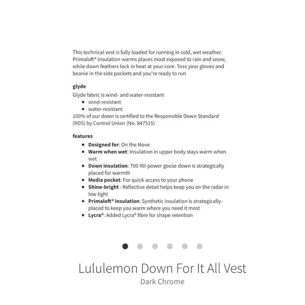 Lululemon light pink Down‎ Vest